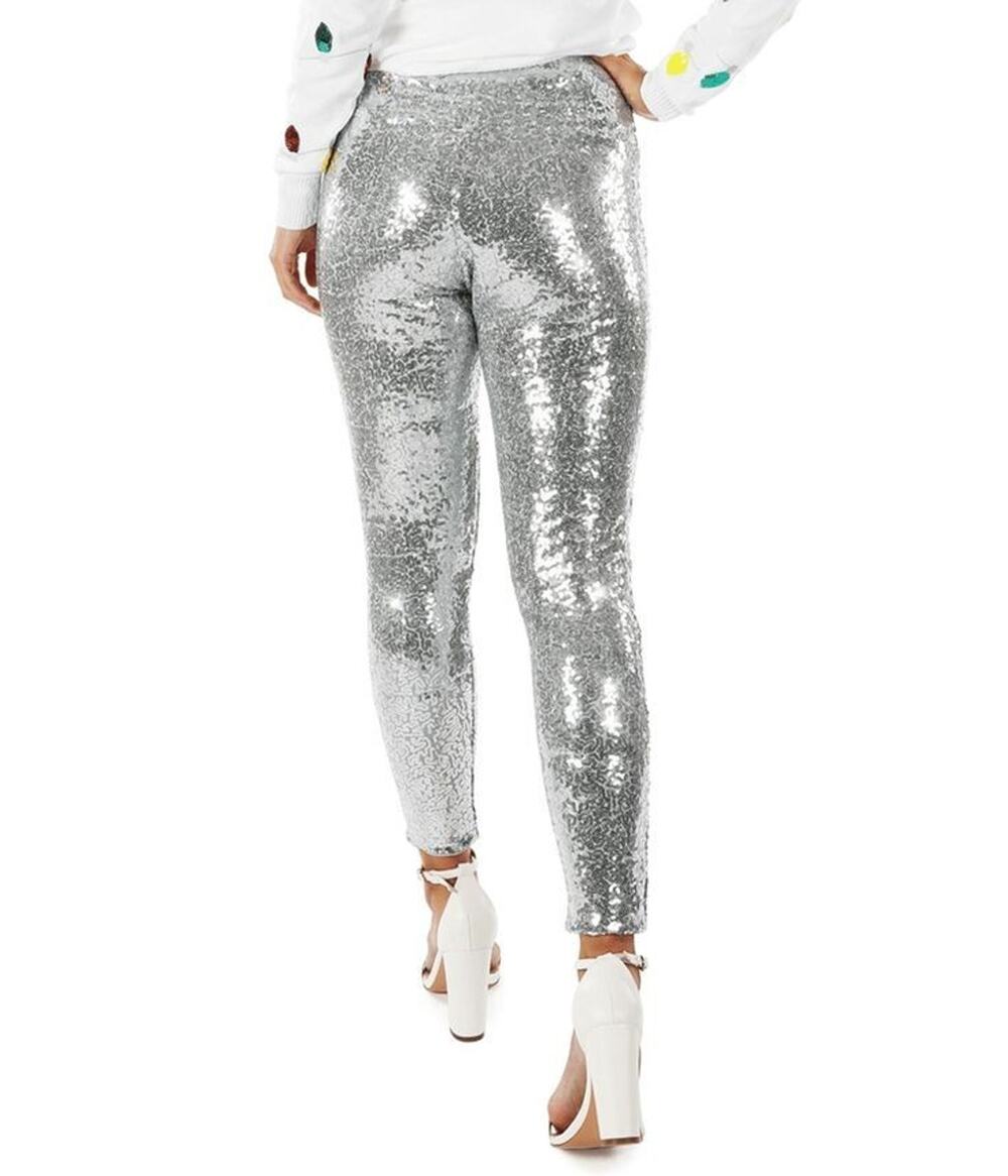 Tipsy Elves Sequin Leggings SILVER size LARGE - NEW Holiday Christmas New Years